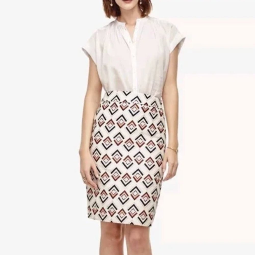 Ann Taylor Chevron Jacquard Pencil Skirt sz 0P